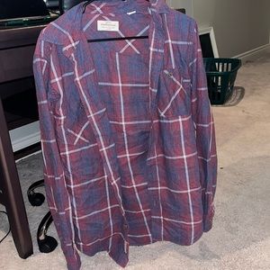 Red, white and blue flannel with 2 front pockets